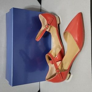NIB Napoleoni Pointed Toe Patent Leather Ankle Strap Flat. Italy Size 36.